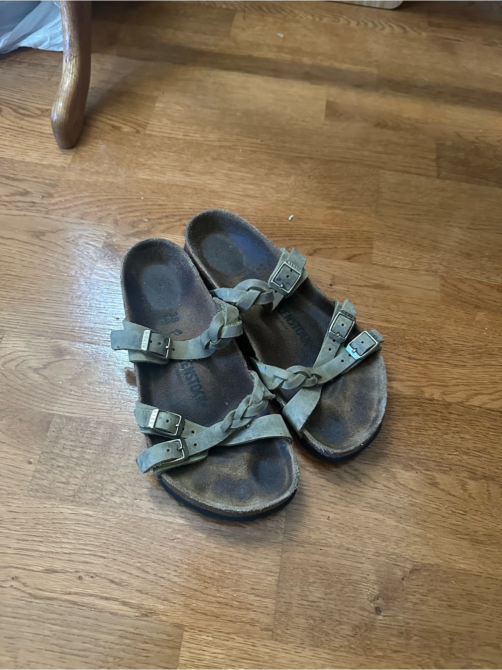 Birkenstock Women's Franca Braided Buckle Sandals in Olive Green